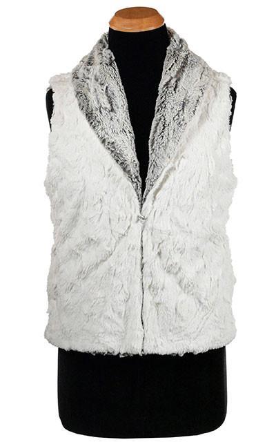 Add 4inch- Reversible Faux Fur Vest - Khaki with Ivory