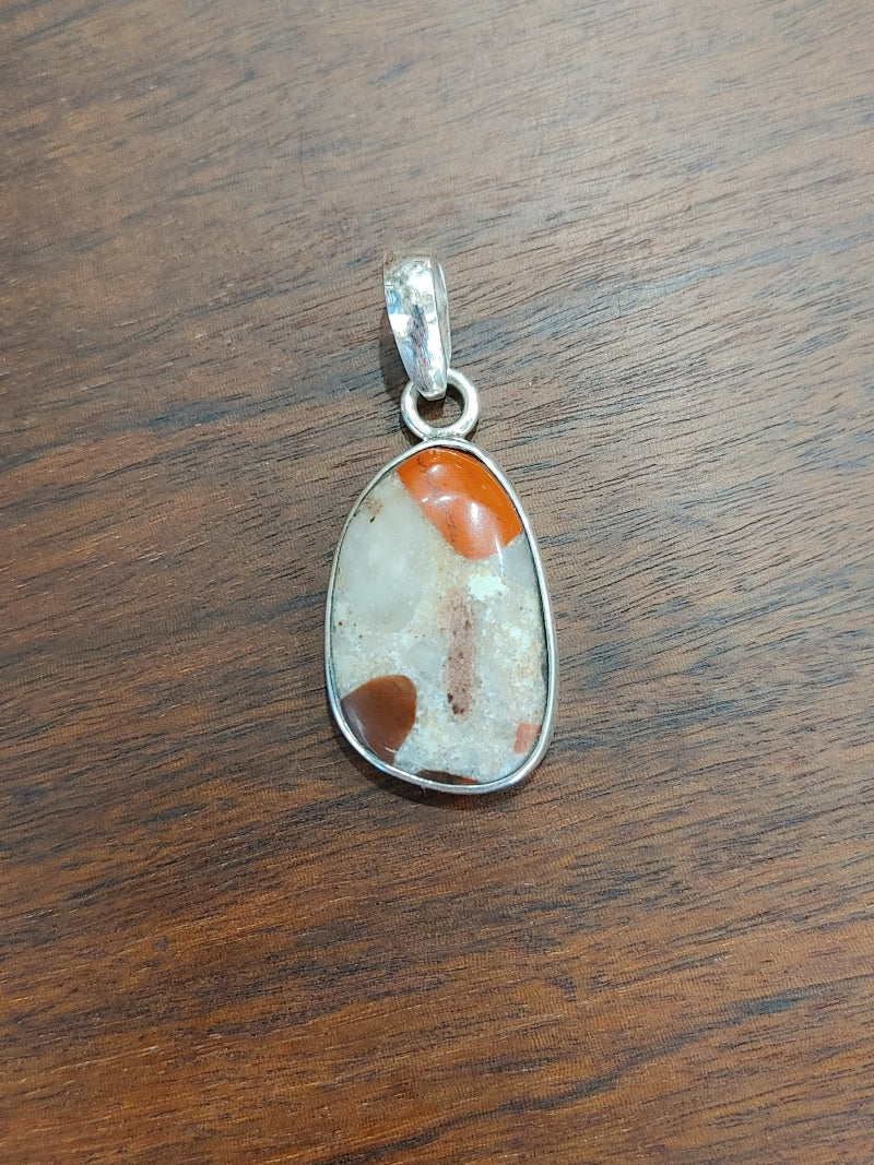 pudding stone sterling silver beach pendant