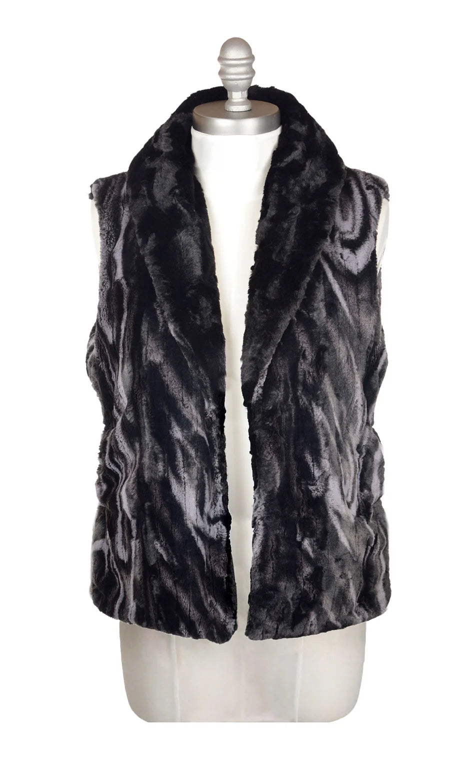 Reversible Marble Dune Faux Fur Vest - Black Marble/Black