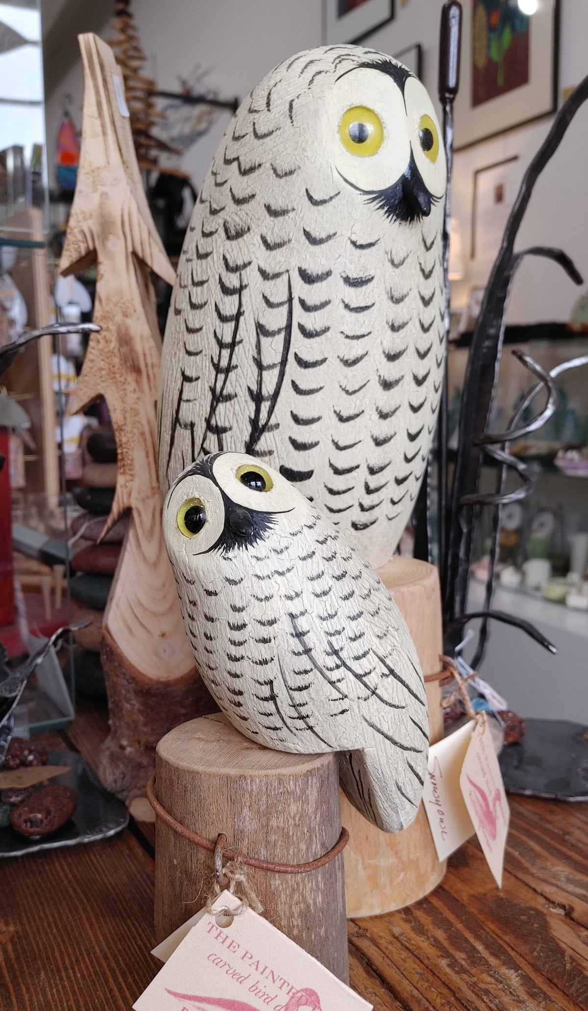 baby-and-mom-snowy-owl-wooden-art