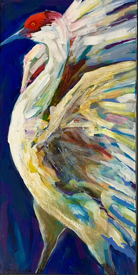 "The Echo Maker, Sand Hill Crane" Acrylic Painting