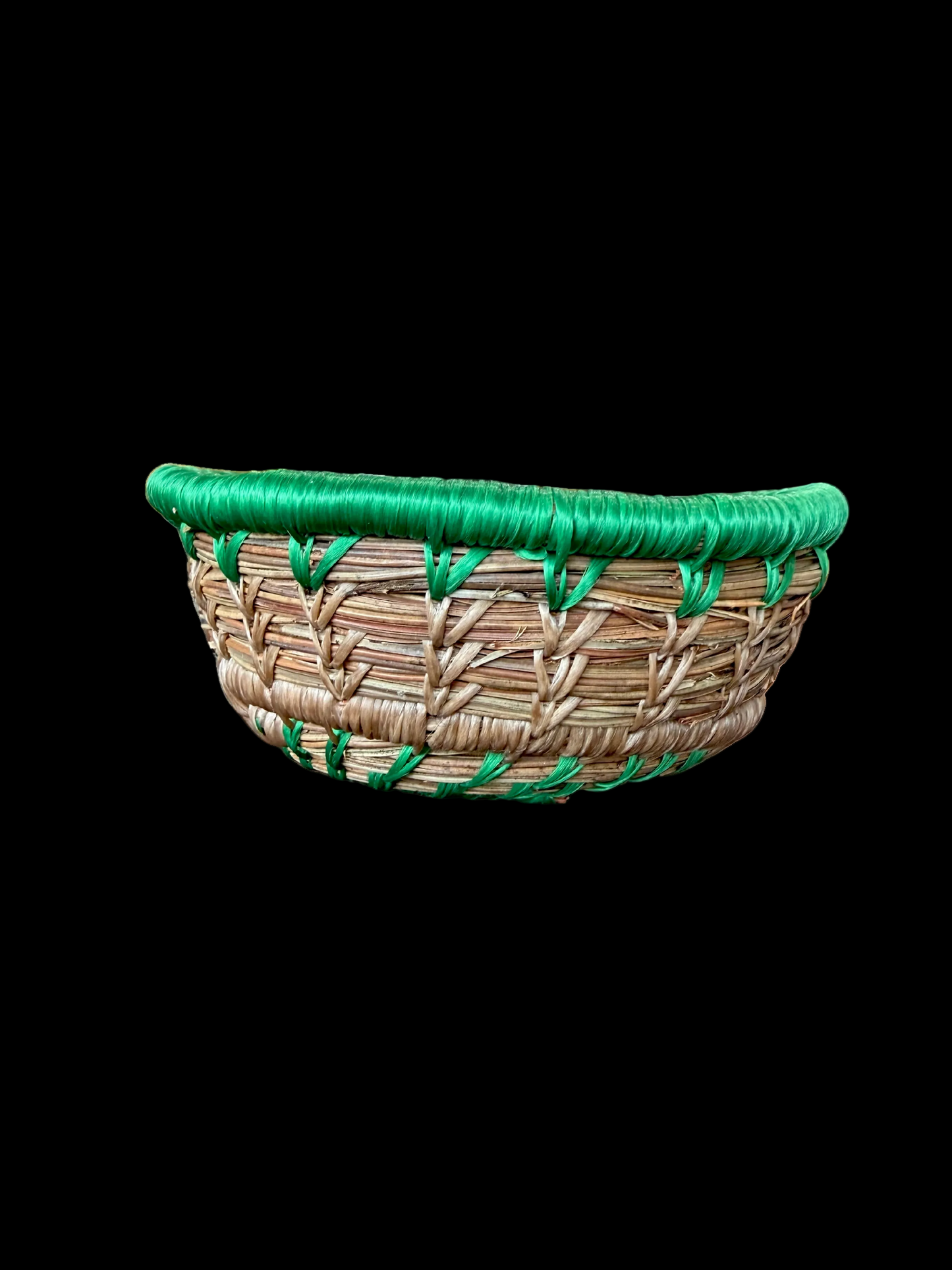 Green w/ Walnut Center Pine Needle Basket