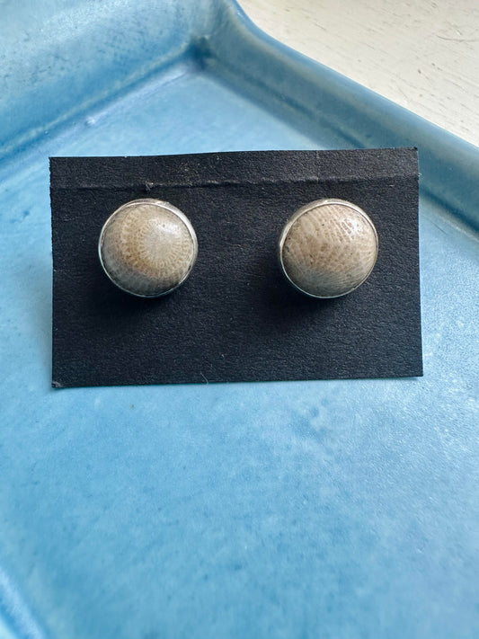 Petoskey Stone Stud Earrings