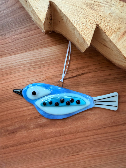 Large Bird Fused Glass Ornament