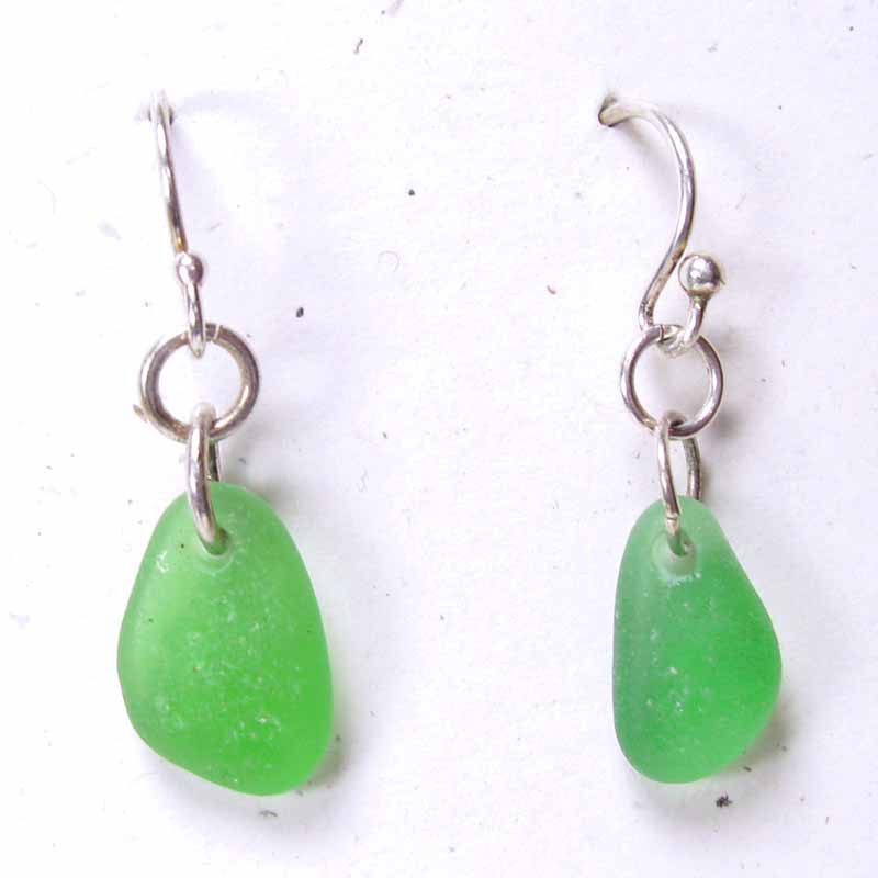 Beach Glass Earrings on Simple Wire